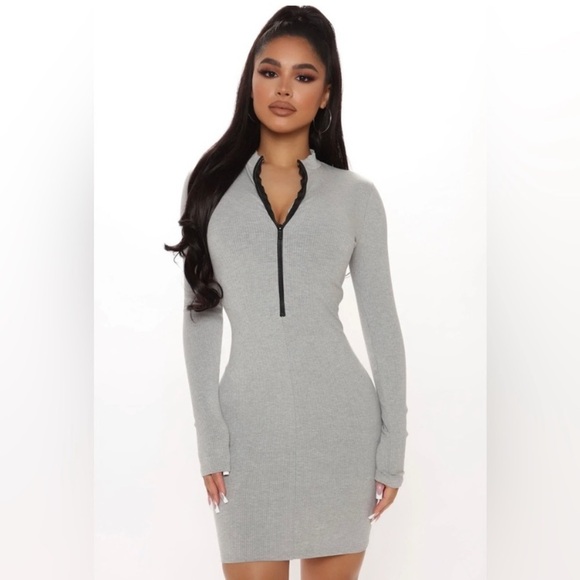 Fashion Nova Dresses & Skirts - NWT Fashion Nova Sage Green Booklyn Snatched High Neck Mini Dress M